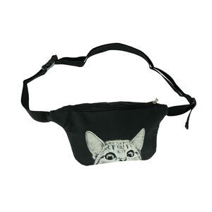 Black and White Peeking Cat Adjustable Fanny Pack